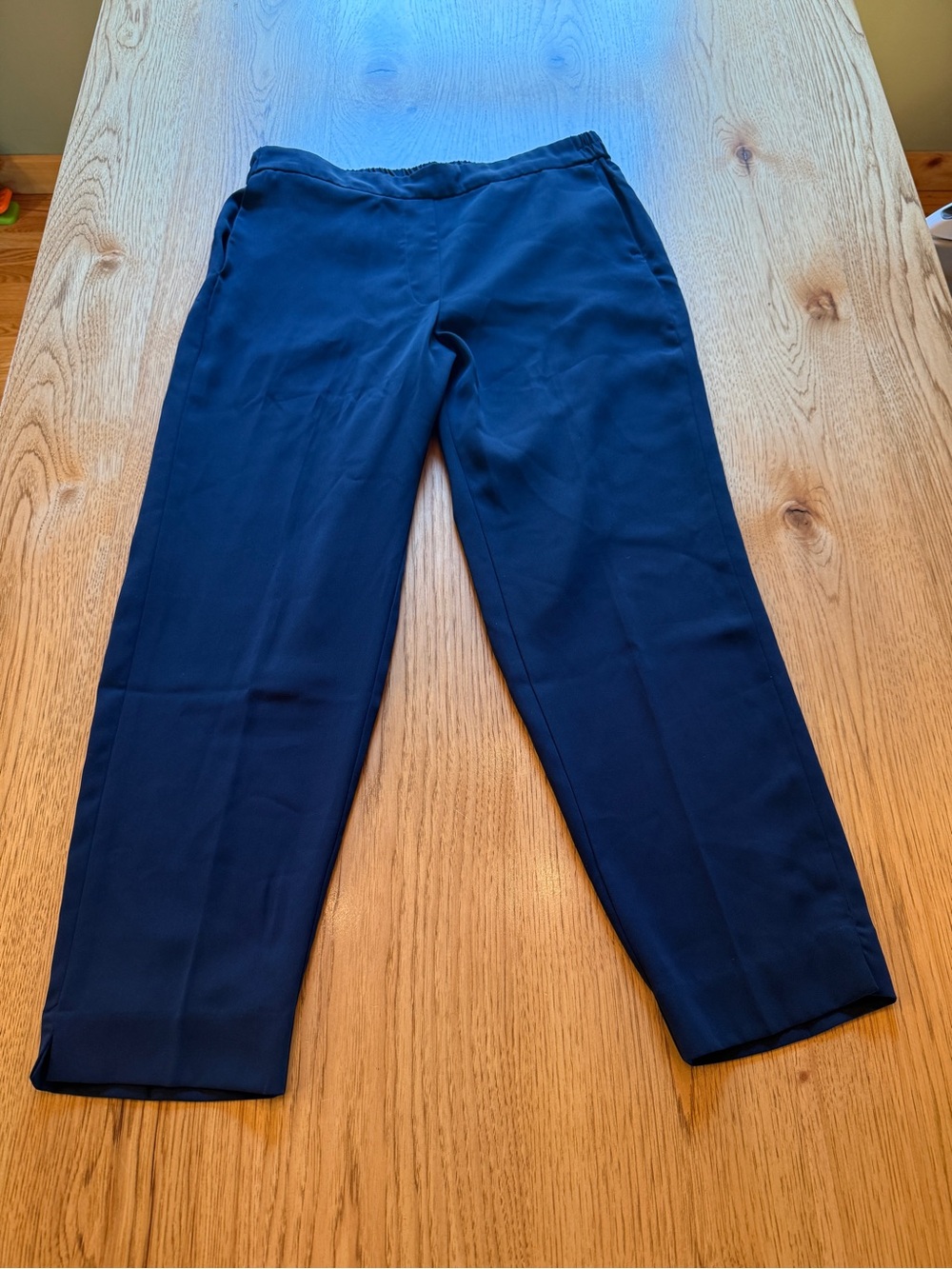 J.Crew Women's Jamie Pant Navy Blue Pull On Tapered Trousers Size 12 Pockets